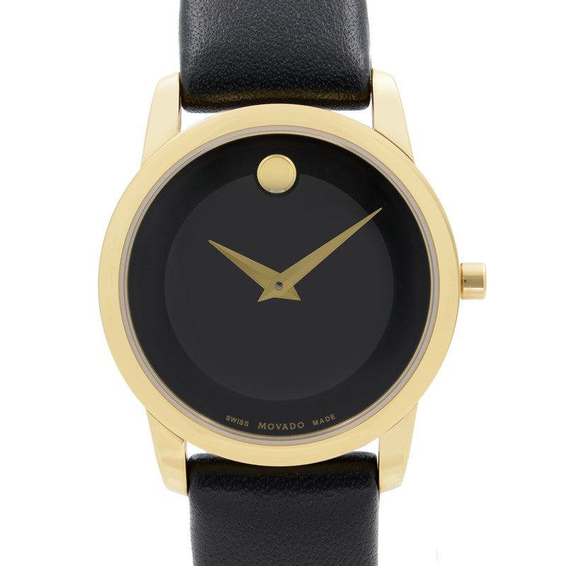 Movado Museum Classic Black Dial Black Leather Strap Watch For Women - 0606877 Buy Now By Movado