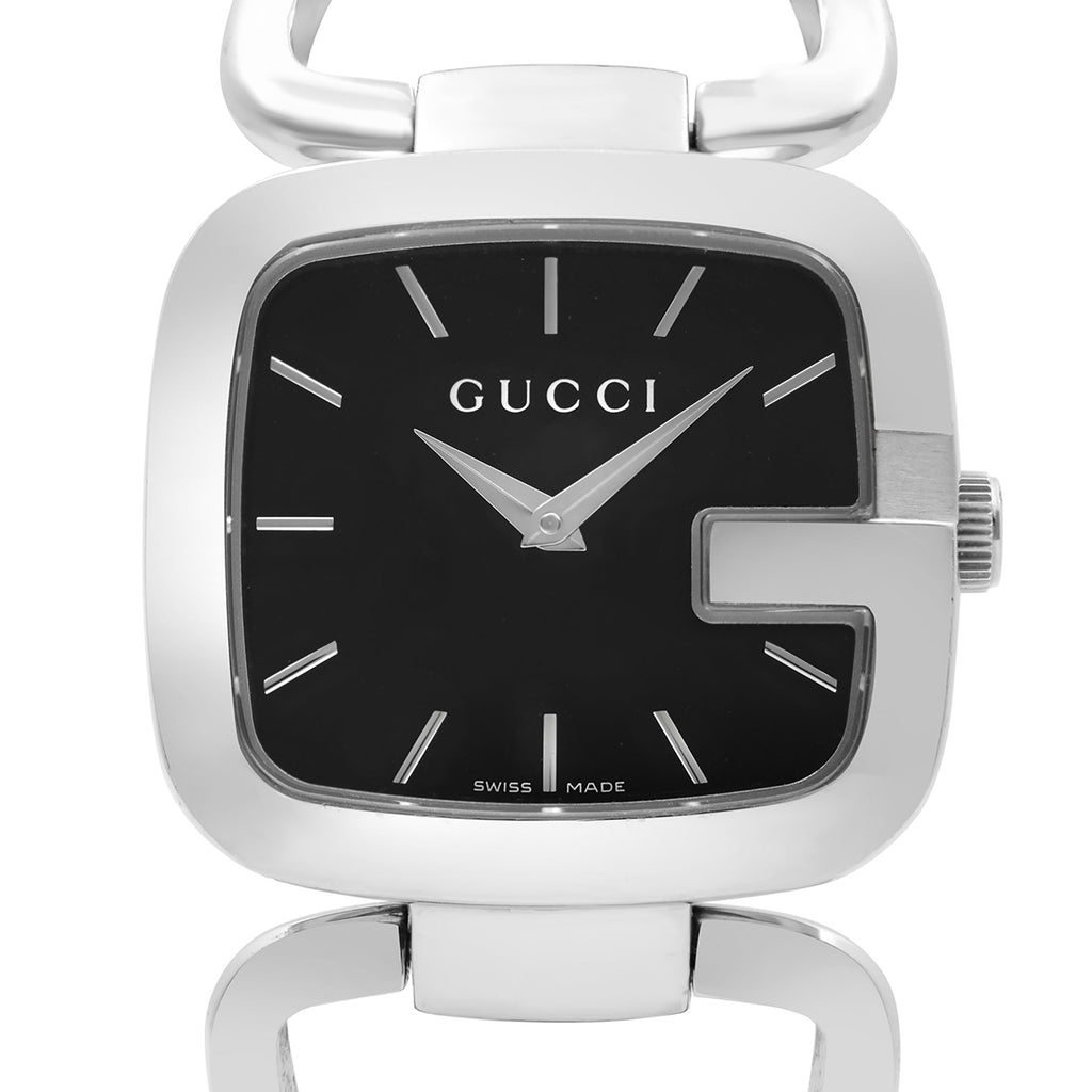 Gucci G Gucci Black Dial Silver Steel Strap Watch For Women - YA125407 Buy Now By Gucci