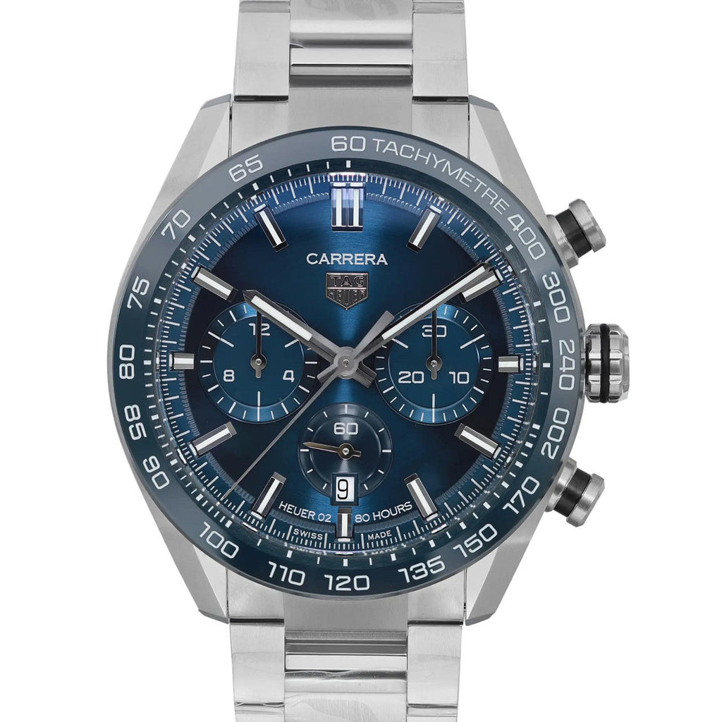 Tag Heuer Carrera Chronograph Blue Dial Silver Steel Strap Watch for Men - CBN2A1A.BA0643 Buy Now By Tag Heuer