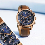 Guess Persuit Chronograph Blue Dial Brown Leather Strap Watch for Men - W0500G1 Buy Now By Guess