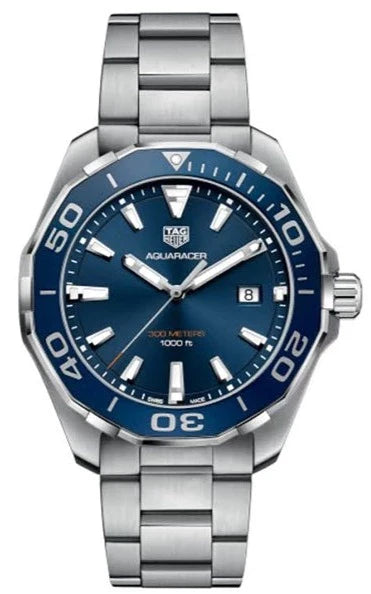 Tag Heuer Aquaracer Blue Dial Silver Steel Strap Watch for Men - WAY101C.BA0746 Buy Now By Tag Heuer