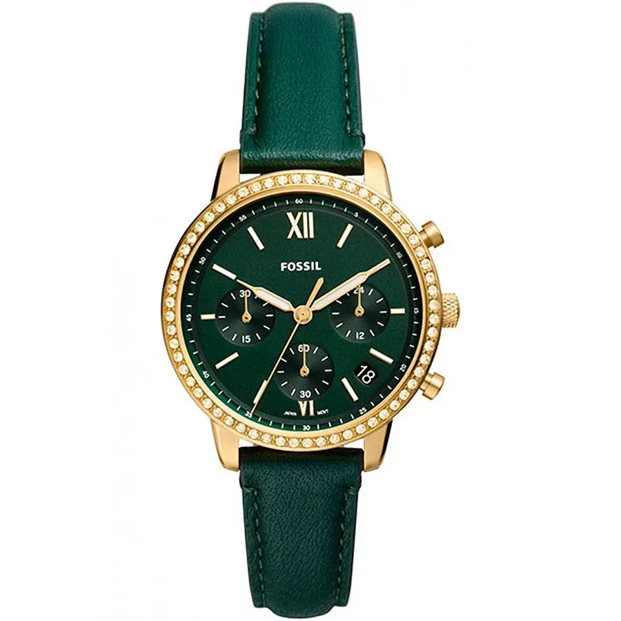 Fossil Neutra Chronograph Green Dial Green Leather Strap Watch for Women - ES5239 Buy Now By Fossil