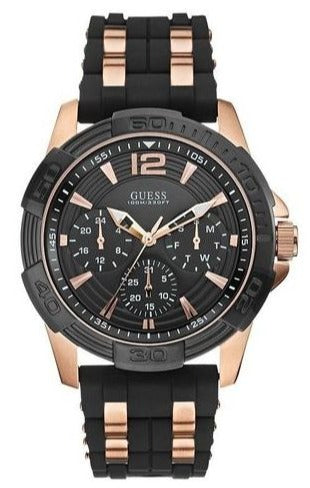 Guess Oasis Black Dial Two Tone Steel Strap Watch for Men - W0366G3 Buy Now By Guess