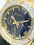 Bulova Crystal Collection Blue Dial Gold Steel Strap Watch for Men - 98C128 Buy Now By Bulova