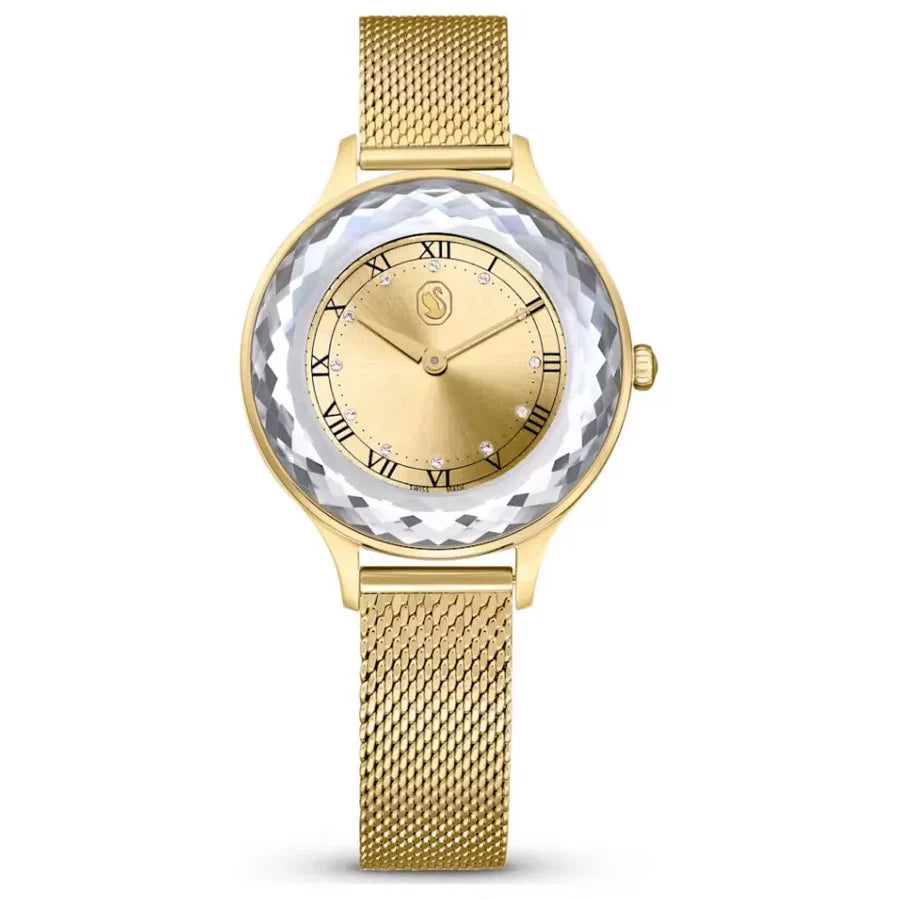 Swarovski Octea Nova Analog Gold Dial Gold Mesh Strap Watch for Women - 5649993 Buy Now By Swarovski