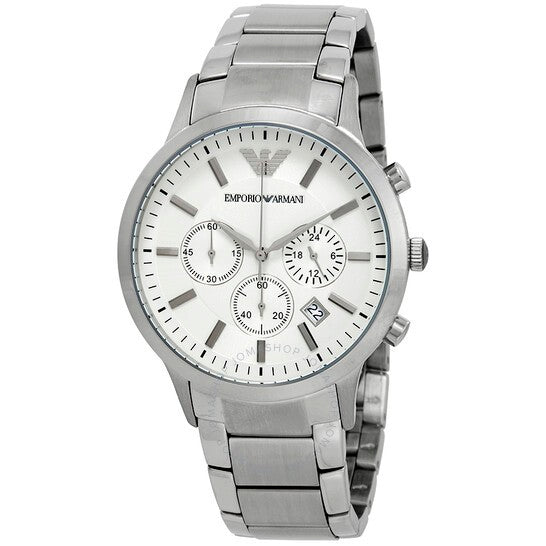 Emporio Armani Renato Chronograph Cream Dial Silver Steel Strap Watch For Men - AR2458 Buy Now By Emporio Armani
