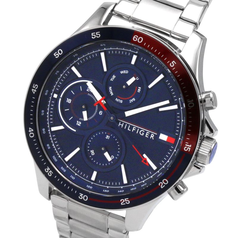 Tommy Hilfiger Bank Chronograph Blue Dial Silver Steel Strap Watch for Men - 1791718 Buy Now By Tommy Hilfiger