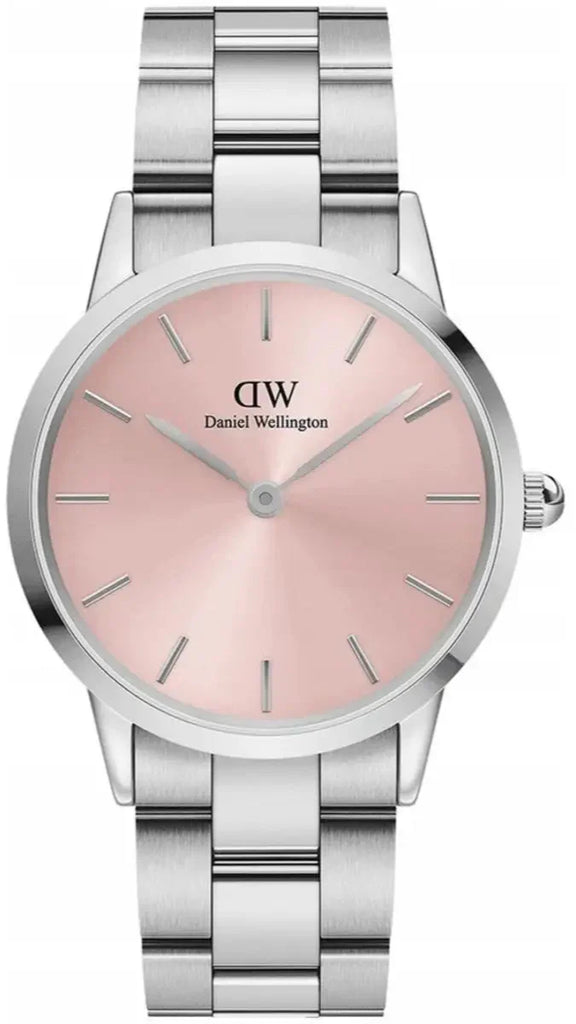 Daniel Wellington Iconic Pink Dial Silver Steel Strap Watch For Women - DW00100329 Buy Now By Daniel Wellington