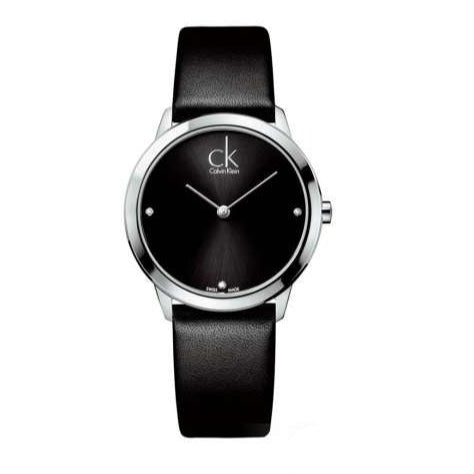 Calvin Klein Minimal Black Dial Black Leather Strap Watch for Men - K3M221CS Buy Now By Calvin Klein