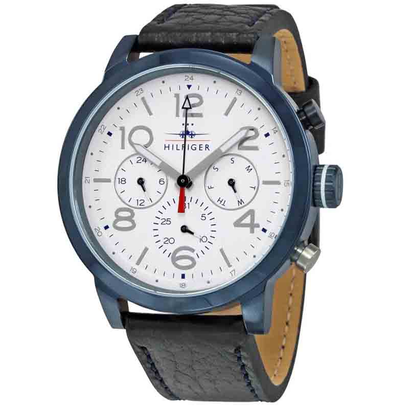 Tommy Hilfiger Jake Multi Function Quartz White Dial Black Leather Strap Watch for Men - 1791235 Buy Now By Tommy Hilfiger
