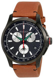 Gucci G-Timeless Chronograph Black Dial Brown Leather Strap Watch For Men - YA126271 Buy Now By Gucci