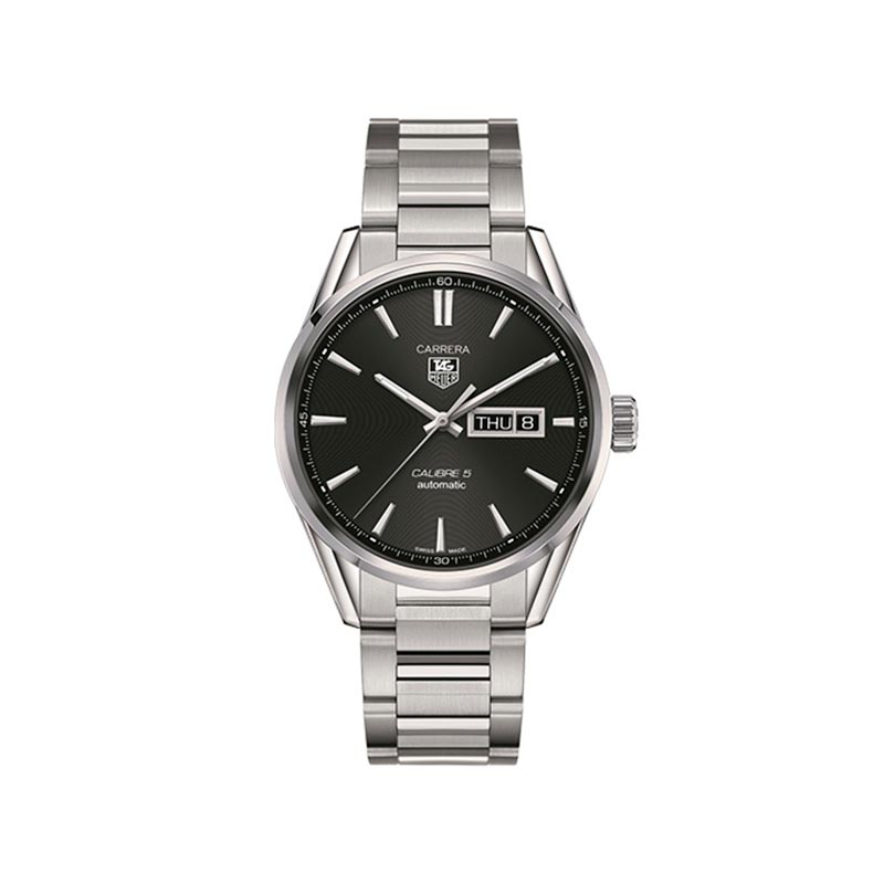 Tag Heuer Carrera Calibre 5 Automatic Black Dial Silver Steel Strap Watch for Men - WAR201A.BA0723 Buy Now By Tag Heuer