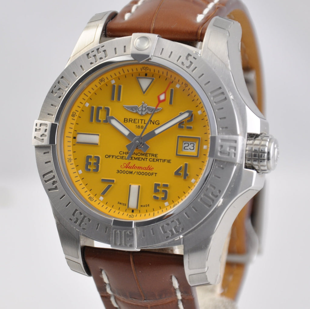 Breitling Avenger 11 Seawolf Stainless Steel Cobra Yellow Dial Mens Watch - A1733110/I519/434X Buy Now By Breitling