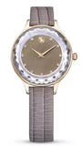 Swarovski Octea Nova Beige Dial Grey Leather Strap Watch for Women - 5649999