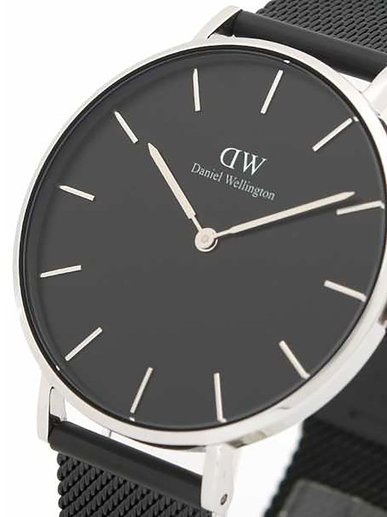 Daniel Wellington Petite Ashfield Black Dial Black Mesh Strap Watch For Women - DW00100308 Buy Now By Daniel Wellington
