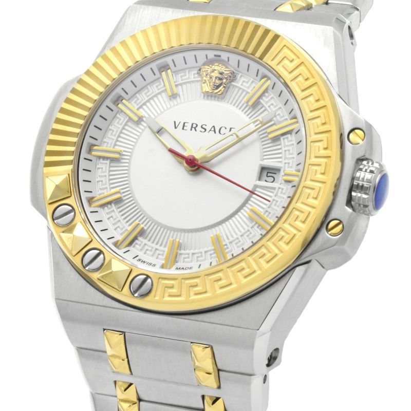 Versace Chain Reaction Quartz White Dial Two Tone Steel Strap Watch for Men - VEDY00519 Buy Now By Versace