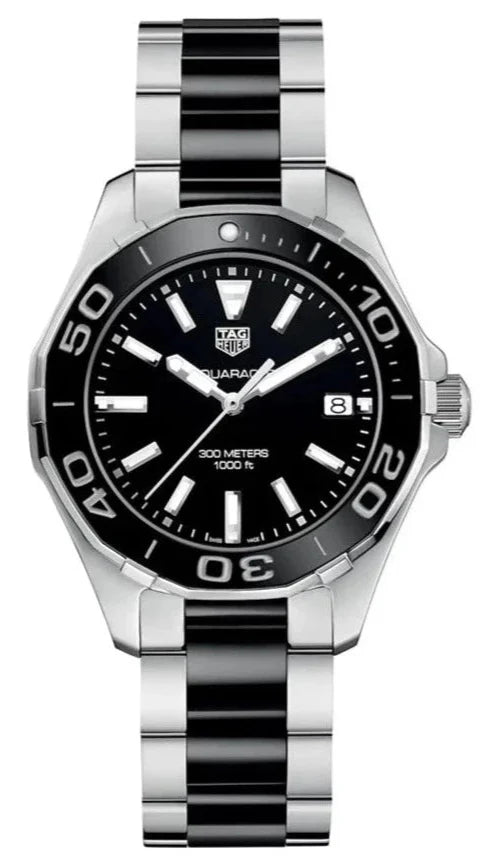 Tag Heuer Aquaracer Quartz Black Dial Two Tone Steel Strap Watch for Men - WAY131A.BA0913 Buy Now By Tag Heuer