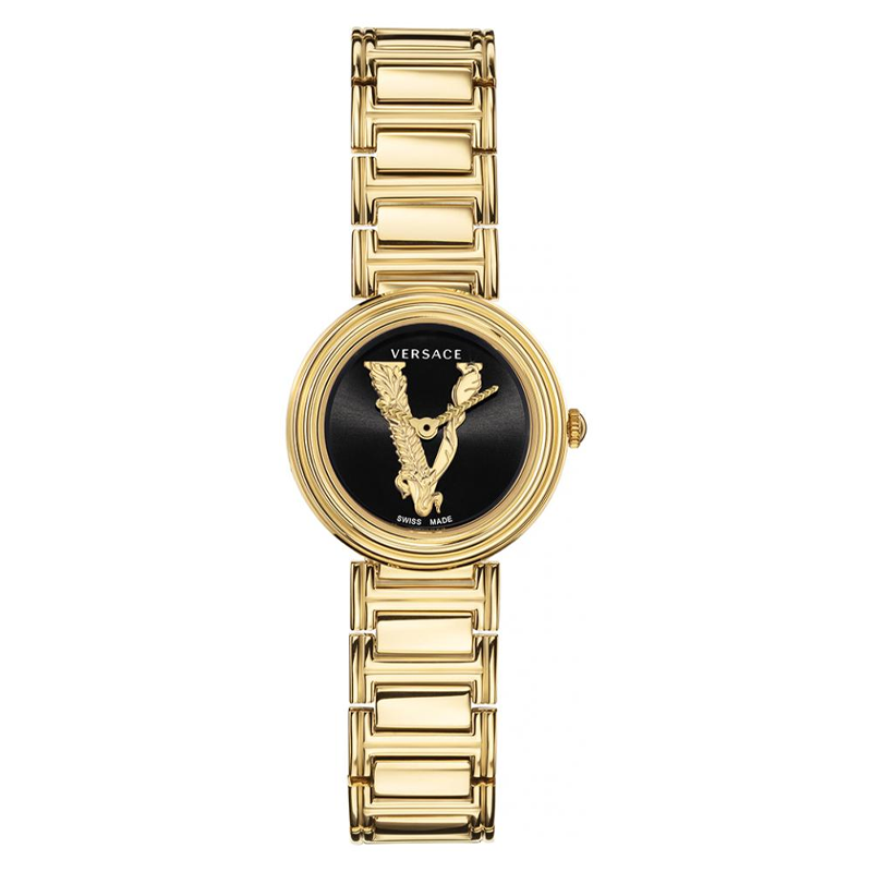 Versace V Virtus Quartz Black Dial Gold Steel Strap Watch For Women - VET300121 Buy Now By Versace