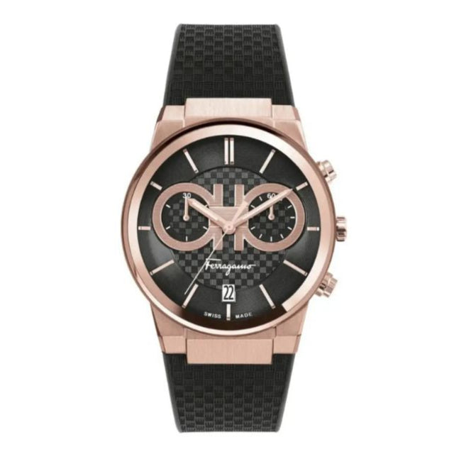 Salvatore Ferragamo Sapphire Chrono Black Dial Black Rubber Strap Watch for Men - SFME00721 Buy Now By Salvatore Ferragamo