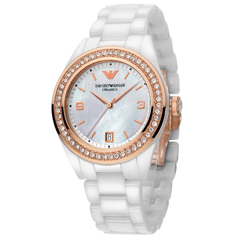 Emporio Armani Ceramica Mother of Pearl Dial White Ceramic Dial Watch For Women - AR1472 Buy Now By Emporio Armani