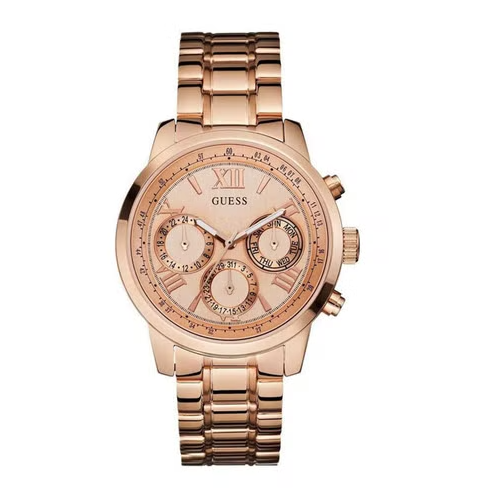 Guess Sunrise Quartz Rose Gold Dial Rose Gold Steel Strap Watch For Women - W0330L2 Buy Now By Guess