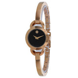 Movado Rondiro 22mm Black Dial Rose Gold Steel Strap Watch For Women - 0607065 Buy Now By Movado