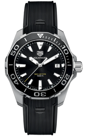 Tag Heuer Aquaracer Black Dial Black Rubber Strap Watch for Men - WAY111A.FT6151 Buy Now By Tag Heuer