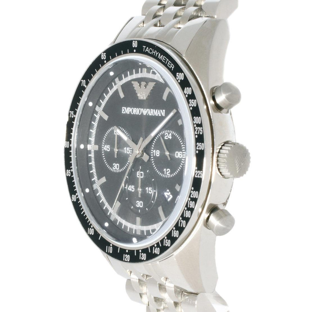 Emporio Armani Tazio Chronograph Black Dial Silver Steel Strap Watch For Men - AR5988 Buy Now By Emporio Armani