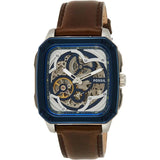Fossil Inscription Automatic Skeleton Blue Dial Brown Leather Strap Watch for Men - BQ2571 Buy Now By Fossil