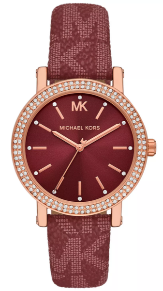 Michael Kors Corey Crystals Red Dial Red Leather Strap Watch for Women - MKO1025 Buy Now By Michael Kors