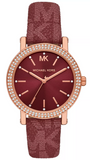 Michael Kors Corey Crystals Red Dial Red Leather Strap Watch for Women - MKO1025 Buy Now By Michael Kors
