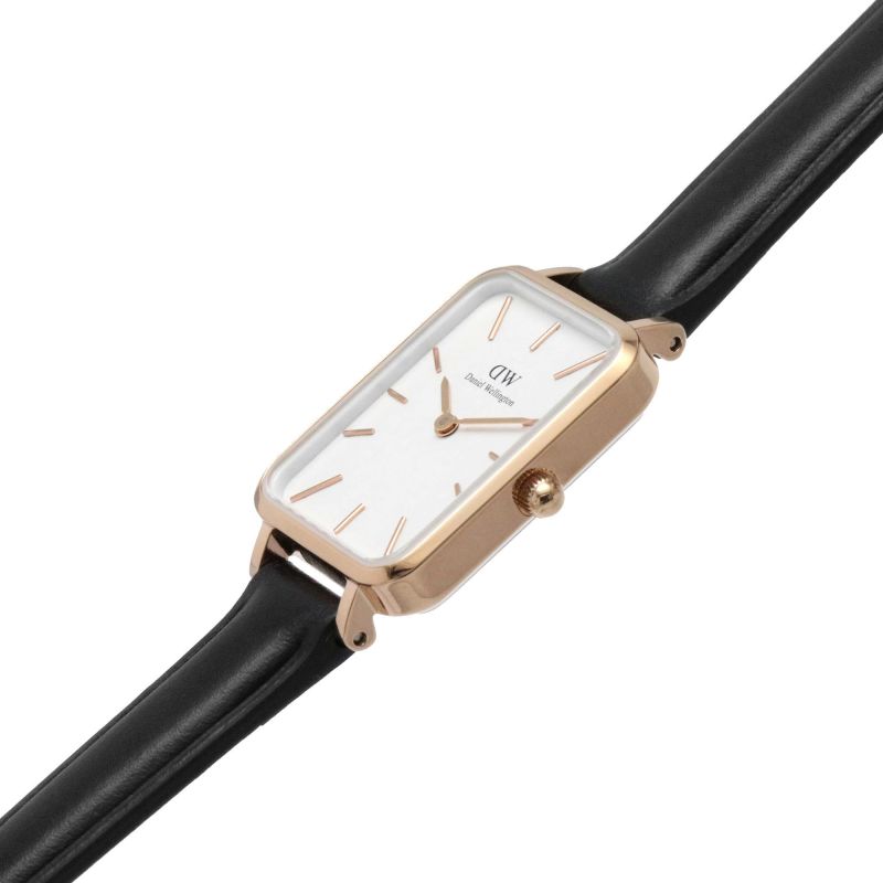 Daniel Wellington Quadro White Dial Black Leather Strap Watch For Women - DW00100434 Buy Now By Daniel Wellington
