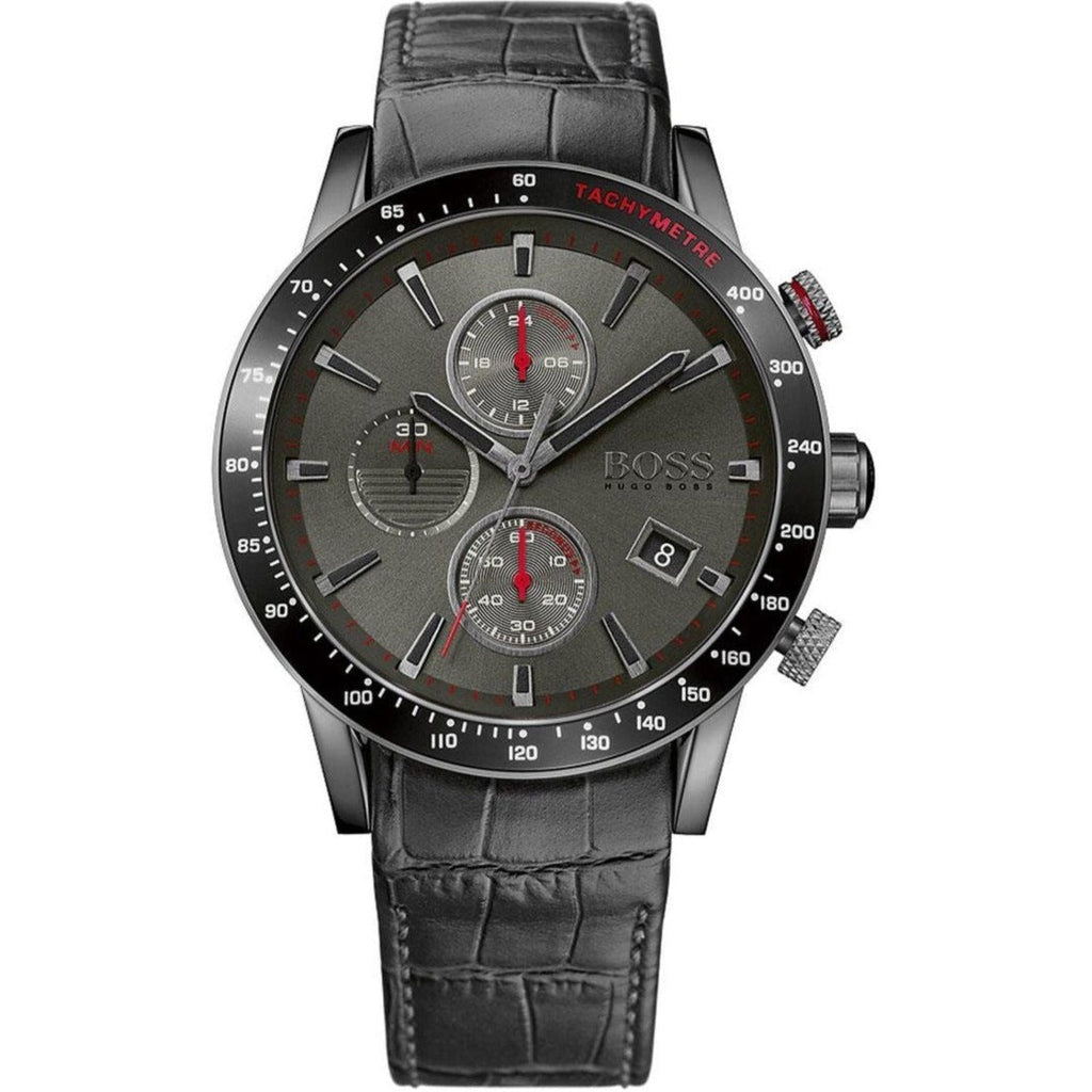 Hugo Boss Rafale Chronograph Grey Dial Grey Leather Strap Watch For Men - 1513445 Buy Now By Hugo Boss