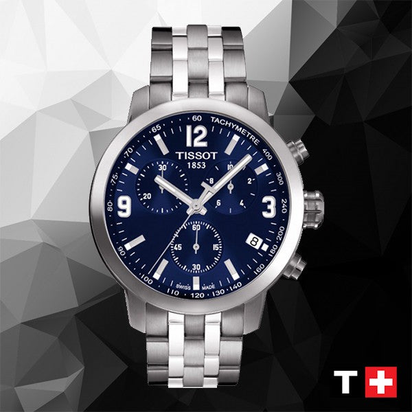 Tissot PRC 200 Chronograph Blue Dial Silver Steel Strap Watch For Men - T055.417.11.047.00 Buy Now By Tissot