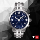 Tissot PRC 200 Chronograph Blue Dial Silver Steel Strap Watch For Men - T055.417.11.047.00 Buy Now By Tissot