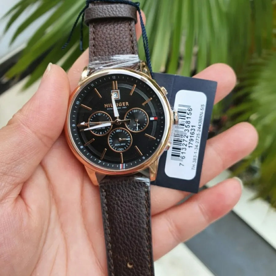 Tommy Hilfiger Multi Function Chronograph Black Dial Brown Leather Strap Watch for Men - 1791631 Buy Now By Tommy Hilfiger