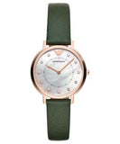 Emporio Armani Mother of Pearl Dial Green Leather Strap Watch For Women - AR11150 Buy Now By Emporio Armani