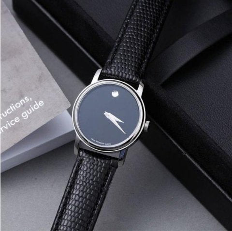 Movado Museum Black Dial Black Leather Strap Watch For Men - 2100002 Buy Now By Movado