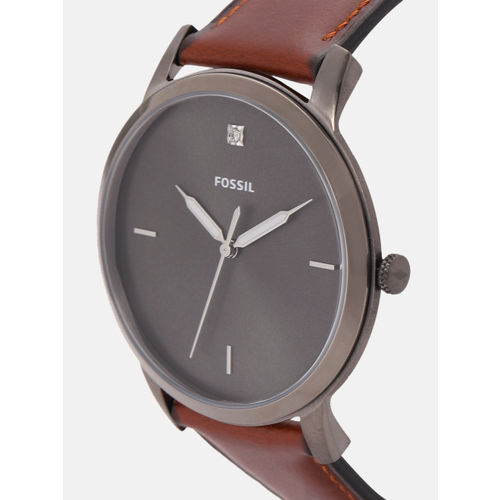Fossil The Minimalist 3H Grey Dial Brown Leather Strap Watch for Men - FS5479 Buy Now By Fossil