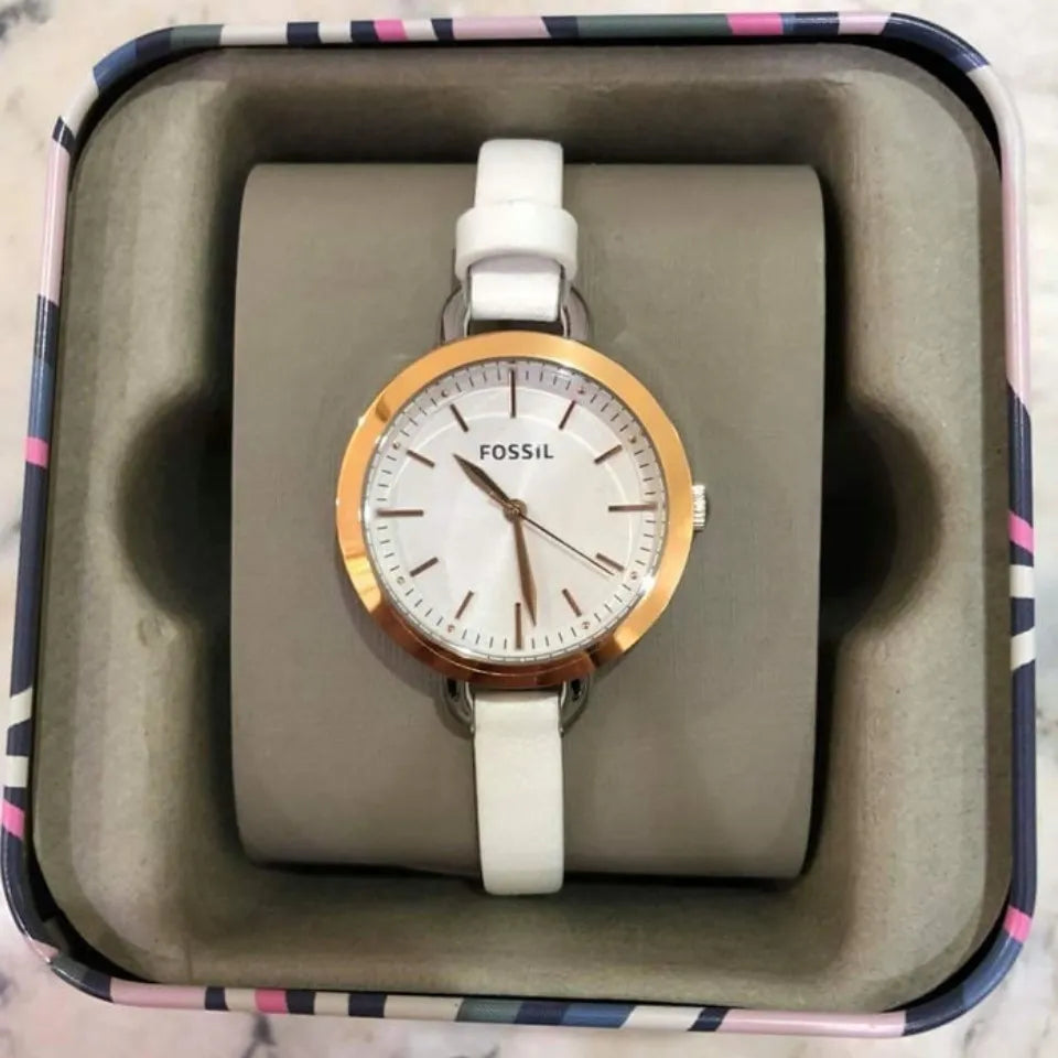 Fossil Classic Minute White Dial White Leather Strap Watch for Women - BQ3328 Buy Now By Fossil