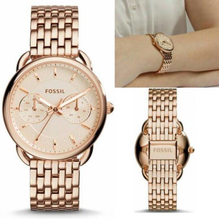 Fossil Tailor Rose Gold Dial Rose Gold Stainless Steel Strap Watch for Women - ES3713 Buy Now By Fossil