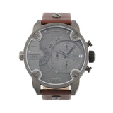 Diesel Little Daddy SBA Small Sized Grey Dial Brown Leather Strap Watch For Men - DZ7258 Buy Now By Diesel