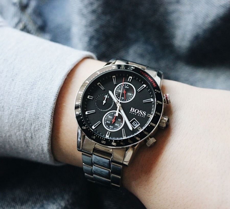 Hugo Boss Rafale Chronograph Black Dial Silver Steel Strap Watch for Men - 1513509 Buy Now By Hugo Boss