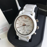 Emporio Armani Luigi Chronograph Ceramic White Dial White Ceramic Strap Watch For Men - AR1499 Buy Now By Emporio Armani