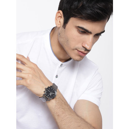 Fossil The Commuter Black Dial Grey Steel Strap Watch for Men - FS5400 Buy Now By Fossil