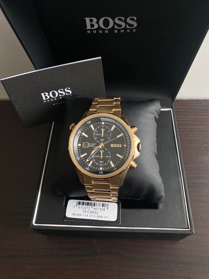 Hugo Boss Globetrotter Chronograph Black Dial Gold Steel Strap Watch for Men - 1513932 Buy Now By Hugo Boss
