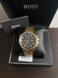 Hugo Boss Globetrotter Chronograph Black Dial Gold Steel Strap Watch for Men - 1513932 Buy Now By Hugo Boss
