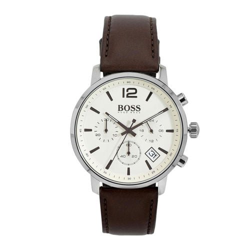 Hugo Boss Attitude White Dial Brown Leather Strap Watch for Men - 1513609 Buy Now By Hugo Boss