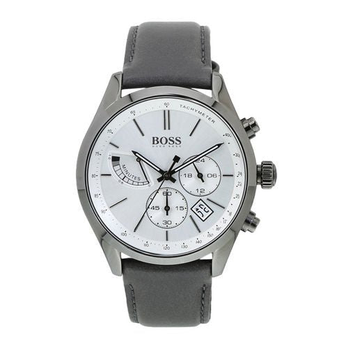 Hugo Boss Grand Prix White Dial Grey Leather Strap Watch for Men - 1513633 Buy Now By Hugo Boss