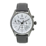Hugo Boss Grand Prix White Dial Grey Leather Strap Watch for Men - 1513633 Buy Now By Hugo Boss